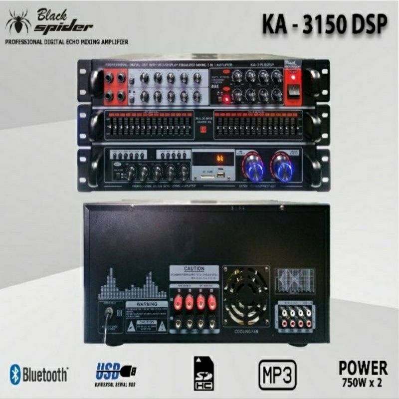 BLack Spider Amplifier Bluetooth Karaoke KA-3150DSP