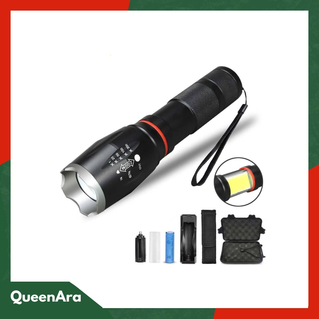 TaffLED Senter LED Torch Cree XM-L T6 +Baterai+Charger+Box - E17 CO