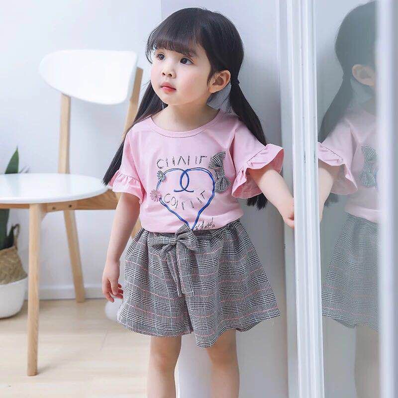 Setelan Baju Anak Perempuan Import | Set Kaos Anak Cewek / Kualitas Premium harga Murah LOVE MB