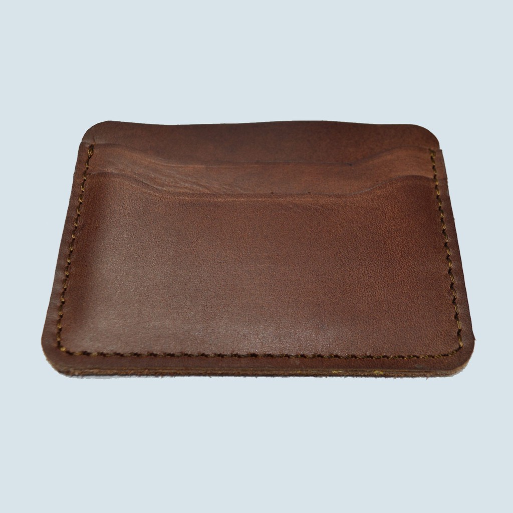 dompet kartu minimalis kulis asli - slim wallet dompet tipis coklat