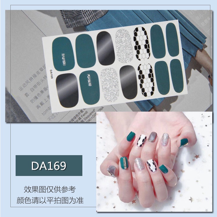 DA 14Pcs/Set Stiker Kuku Desain Bermotif High End Berlian Mutiara Permata Warna-Warni Untuk Tempel Tahan Air Tahan Lama Menicure Stickers Korea Self Adhesive Fashion Sticker kuku Full Aksesoris Dapat Kupas Mudah Digunakan Dan Dilepas Anti Air Nail Art