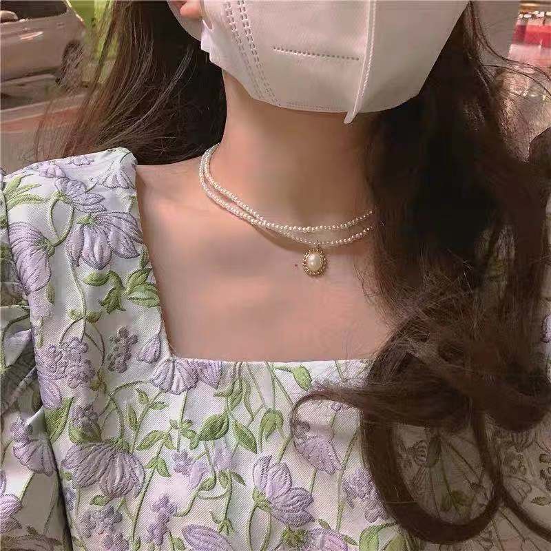 Retro Baroque gaya istana kalung ~ double-layer kalung mutiara kalung leher aksesoris perempuan baru