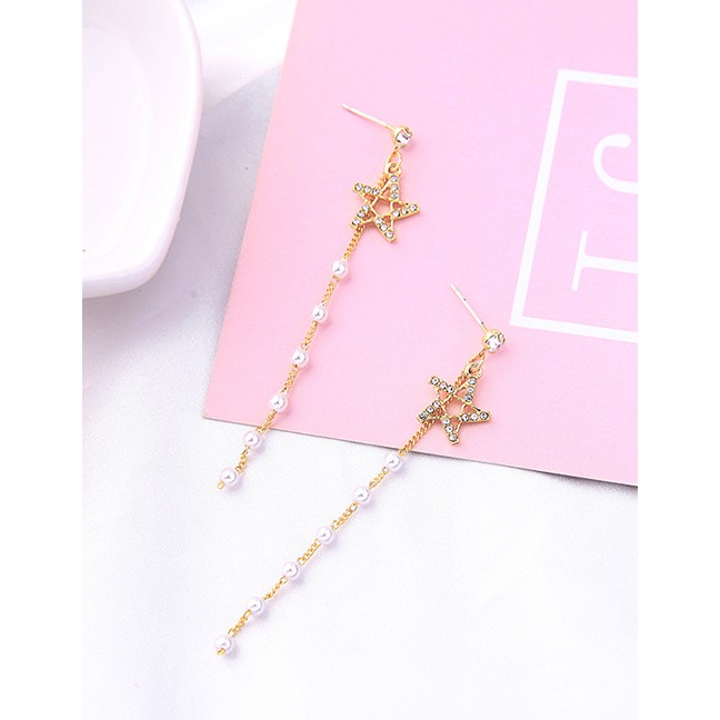 LRC Anting Tusuk Fashion Star Pearl Star Earrings D09836