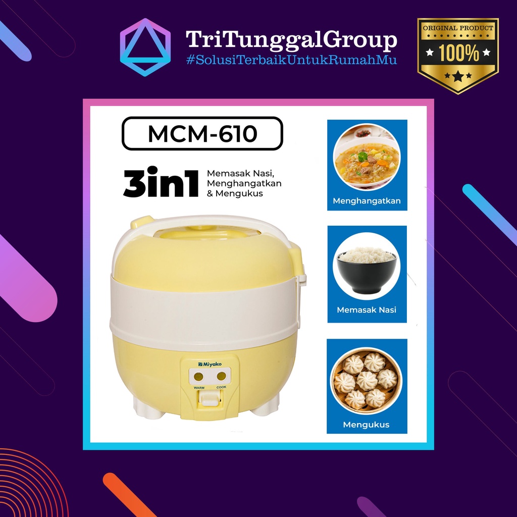 (BAYAR DI TEMPAT) Magic Com Miyako MCM610 / MCM 610 / MCM-610 - Rice Cooker Miyako MCM610 - KUNING