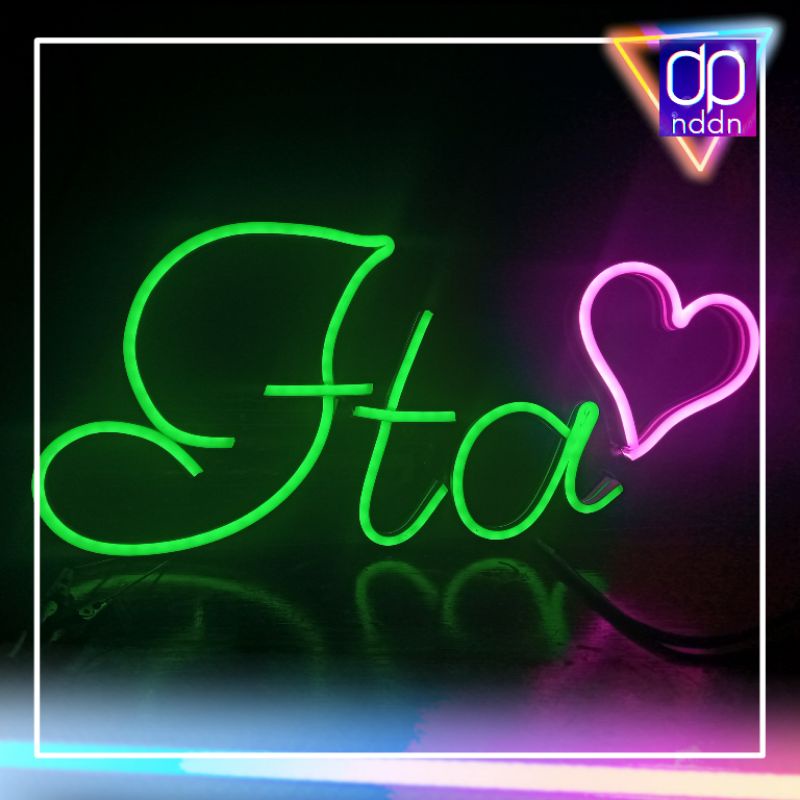 Lampu Hias Neon Flex Custom 3 Huruf + 1 Emoji
