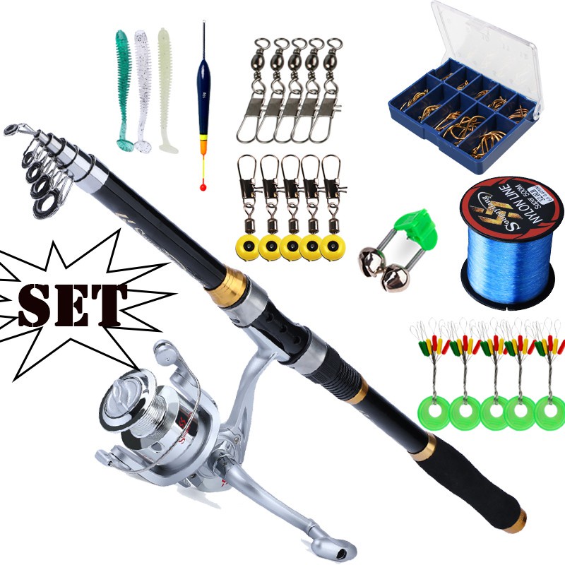 Sougayilang Set Pancing 1.8M-2.4MJoran Teleskopik 6-7 Bagian Joran Pancing and alat pancing set  Ikan Mas FRP Bahan Pancing Beban Maksimum 8Kg Telescopic Joran Pancing For Joran