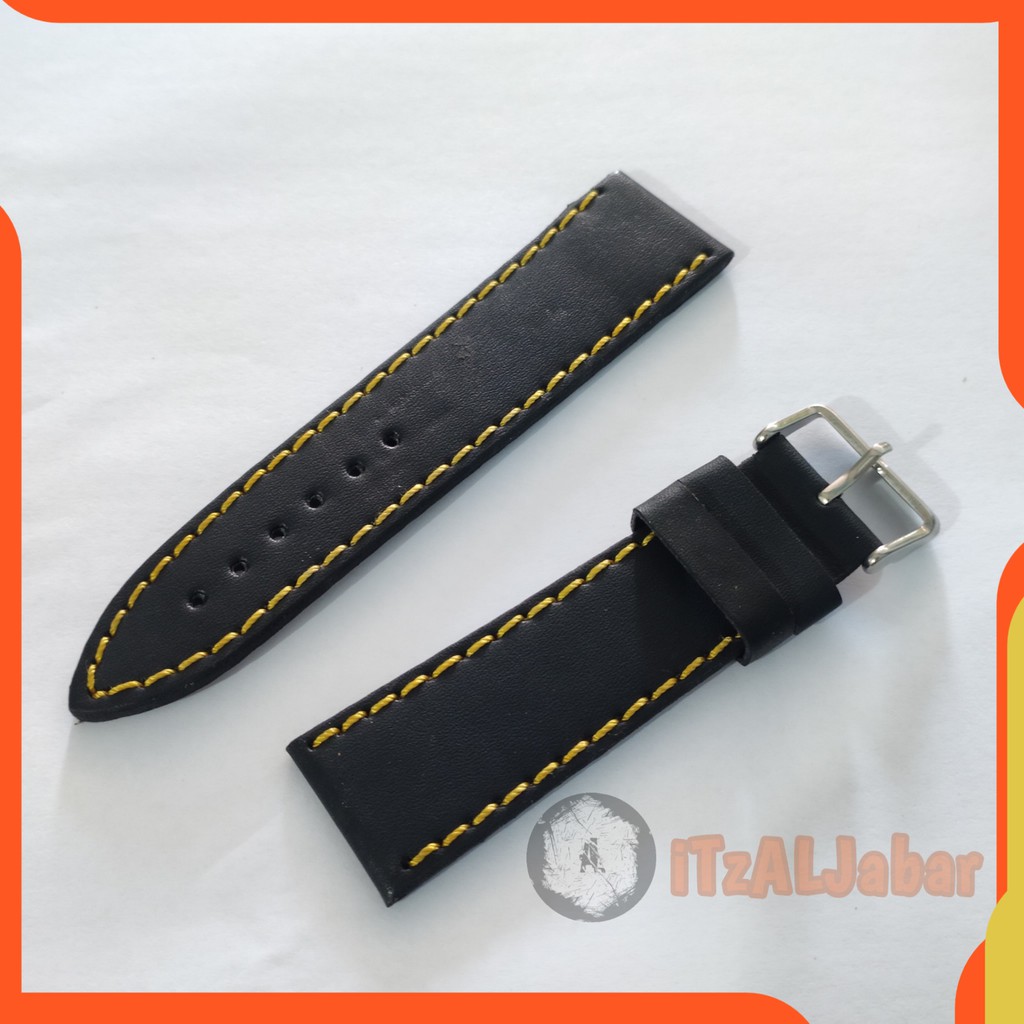 Tali jam tangan Kulit 24mm Hitam kulit jeruk 24mm