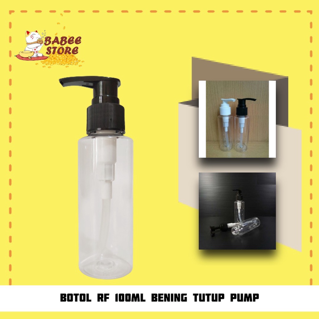 BOTOL PLASTIK RF 100ML BENING TUTUP PUMP / BOTOL BENING 100ML PUMP / BOTOL KOSMETIK ISI ULANG