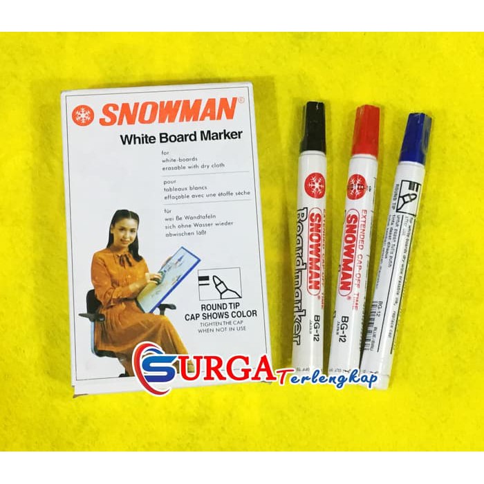 

Dijual Spidol Snowman White Board Marker Hitam