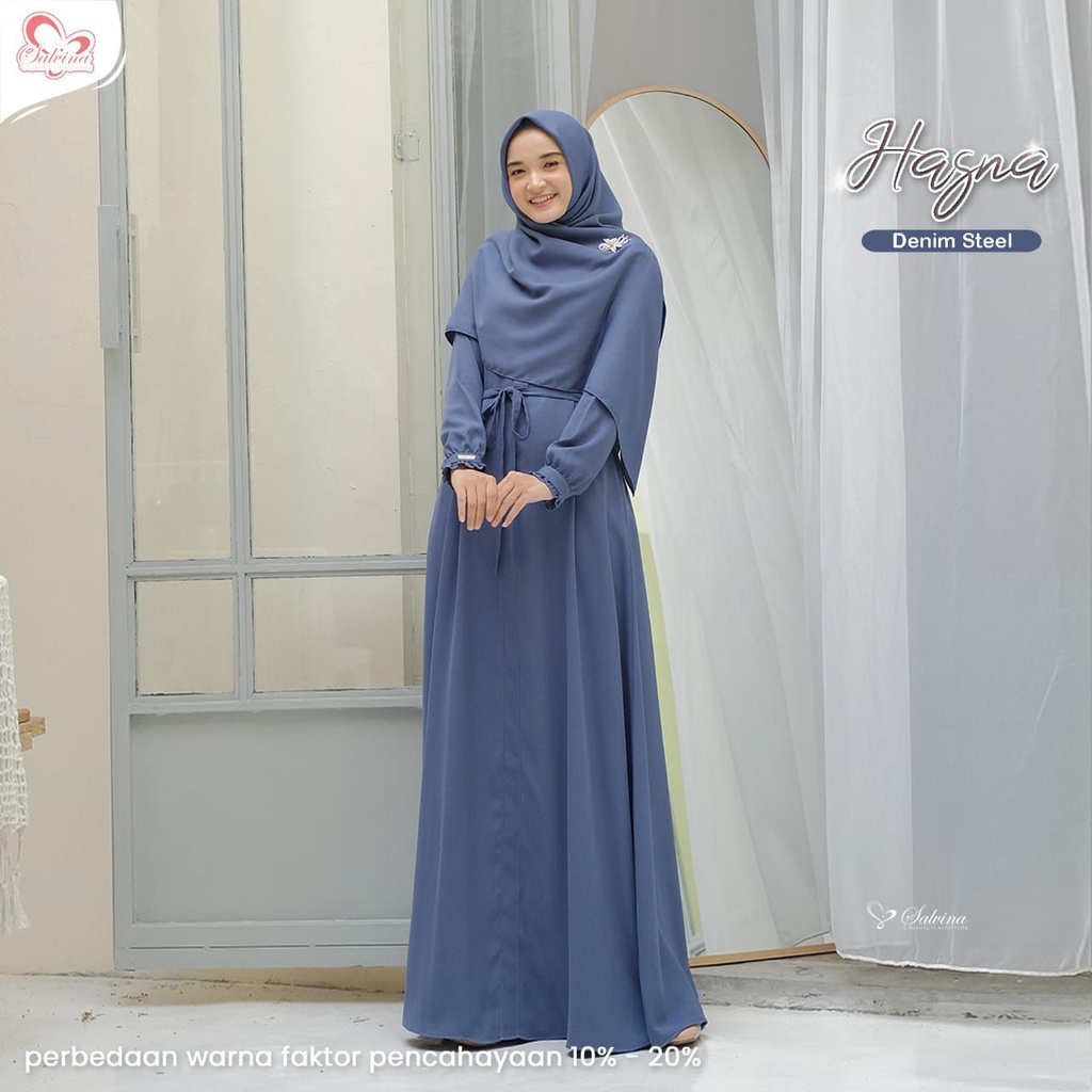 Gamis Remaja Baju Gamis Remaja Simple Terbaru Gamis Hasna Denim Steel