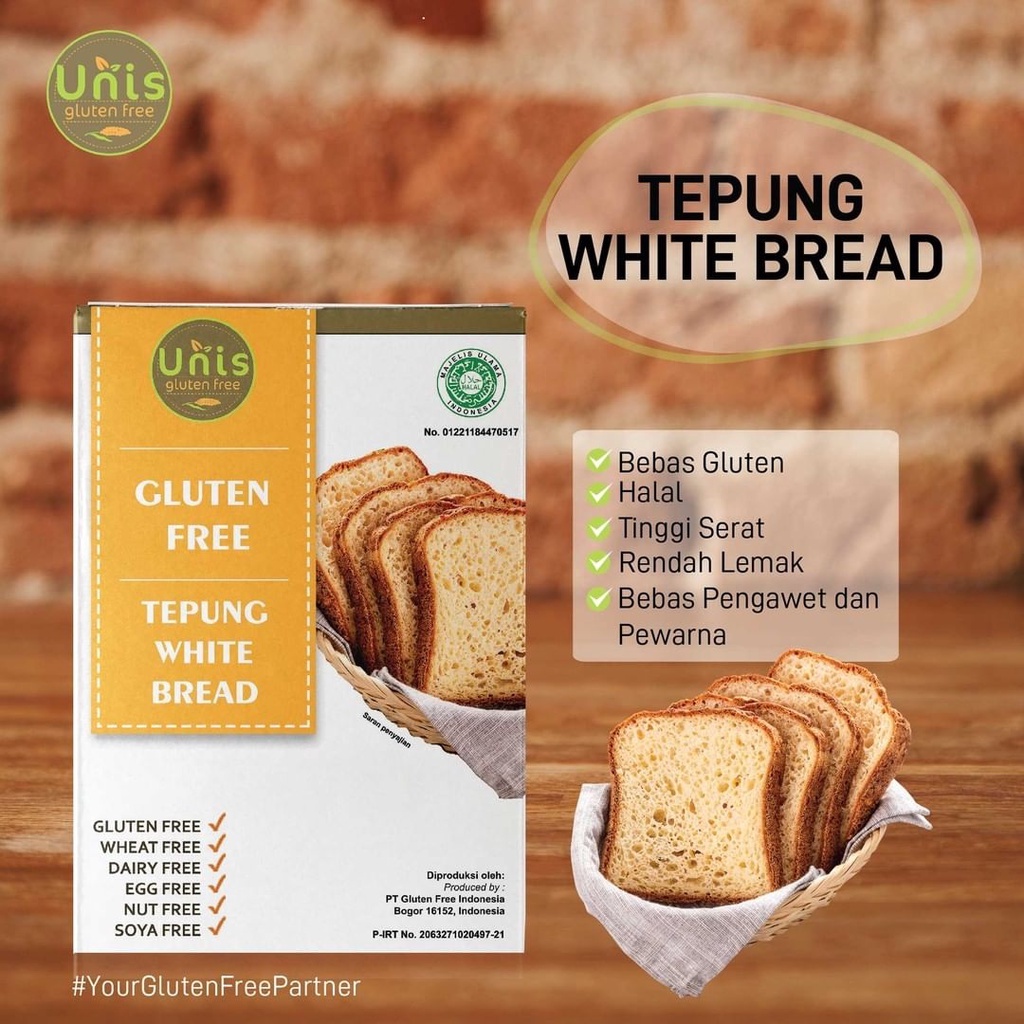 UNIS Gluten Free Tepung White Bread Roti Tawar 500 g Halal