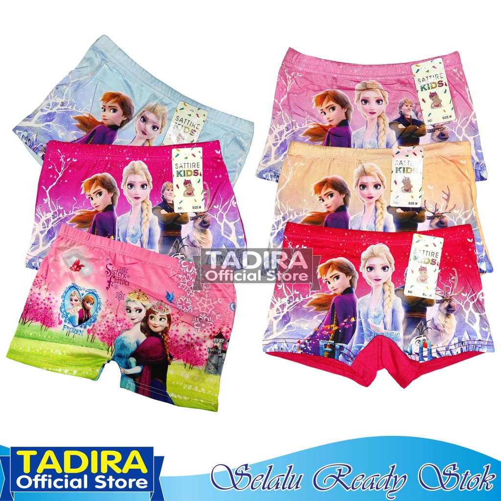 6 Pcs Celana Boxer Anak Perempuan Gambar Kartun Celana Dalam Anak Cewek Karakter Bahan Super Soft TADIRA