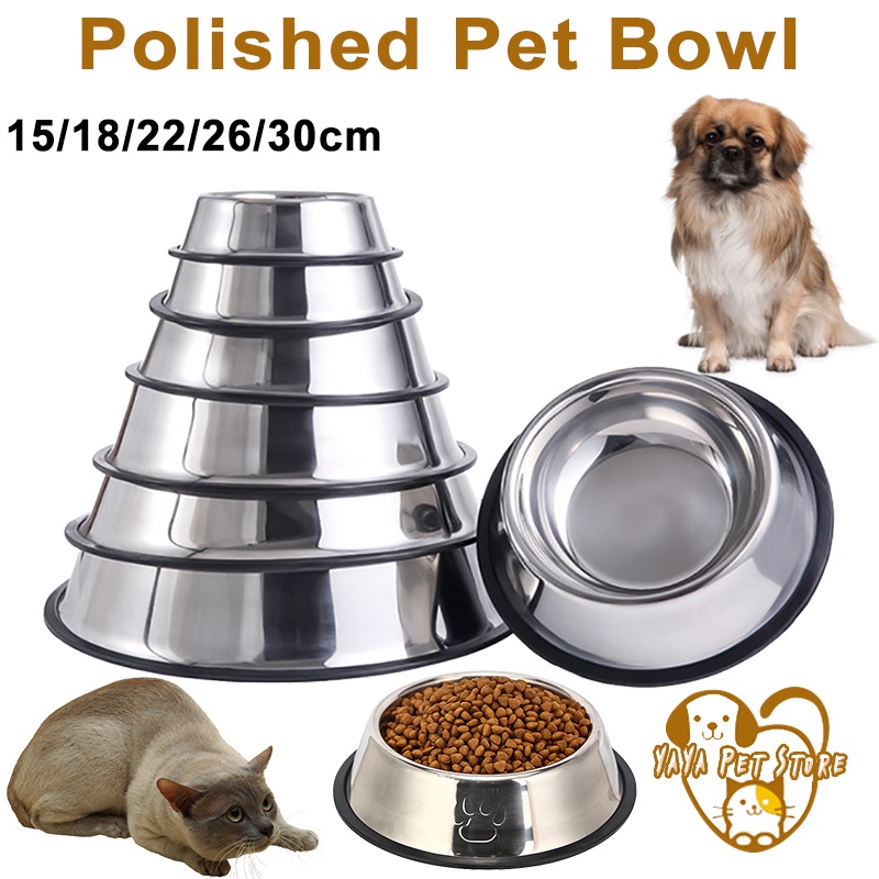 【Yayapet】Mangkok Stainless Kucing Mangkok Stainless Anjing Anti-Slip Anti-Terbalik Mangkok Anti Karat