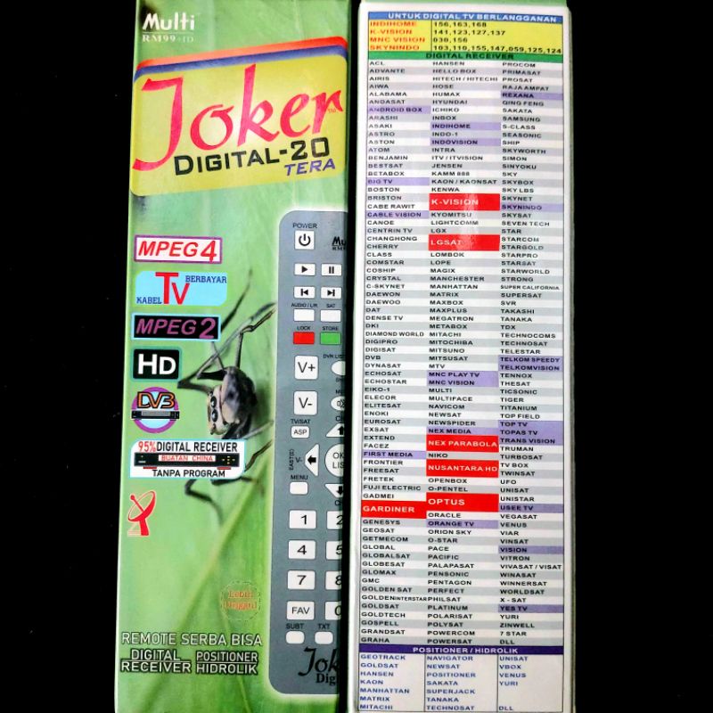 Remot Set top Box Joker Digital 19 / 20 Receiver Multi STB / TV Kabel /Parabola dll