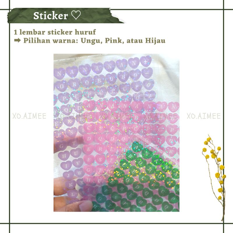 

Dekorasi DIY sticker huruf transparent kisscut love blingbling stiker tranparan decoration hologram glossy abjad alphabet