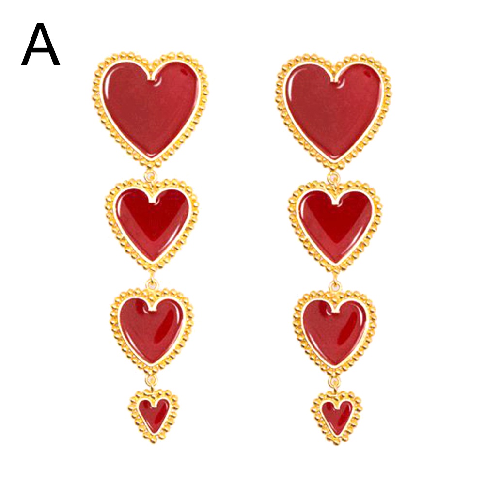 Hu Hu Hu Hu Hu Alat Bantu Pasang Kacamata♡ Anting Tusuk Gantung Statement Wanita Desain Hati Ganda Untuk Pesta