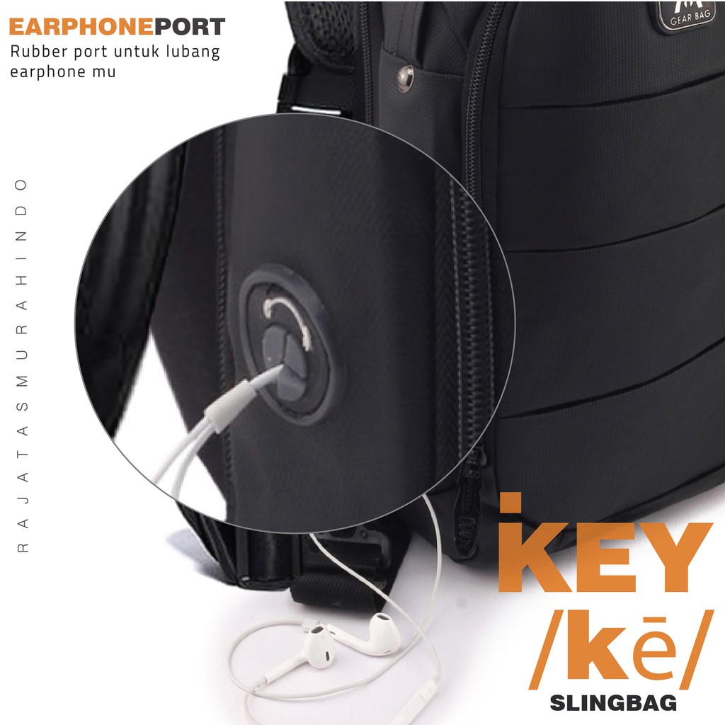 GEAR BAG KEY 13132 - Tas Selempang Pria  Anti Theft Casual With USB &amp; Password Lock