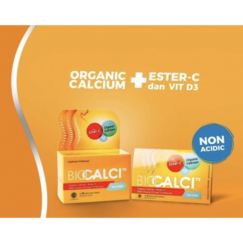 Biocalci 72 strip isi 4 &amp; botol isi 30 ( ester C + calcium + D3 )daya tahan tubuh &amp; suplemen tulang