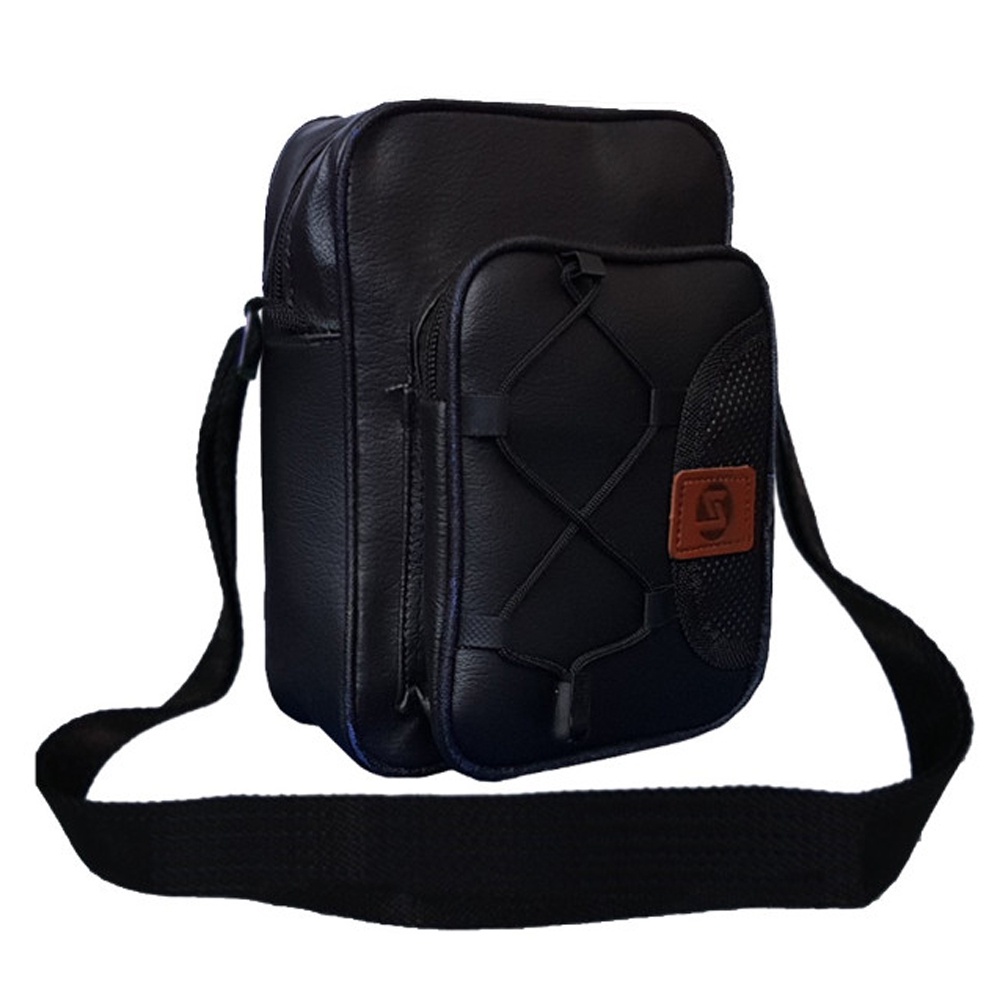 SHOPEE 6.6 SUPER SALE!! Tas Selempang Kulit Pria SK-900 Tas Bahu Pria dan Wanita Tas Slempang Outdoor Anti Air Crossbody Bag Hangout - Black