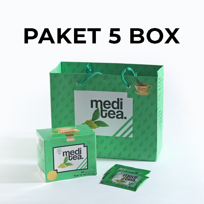 Meditea Teh Hijau Original Paket Bundling 5 Box
