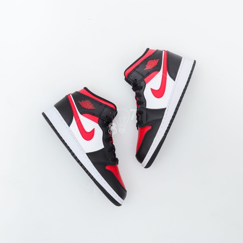 Air Jordan 1 Mid Black Fire Red GS Women