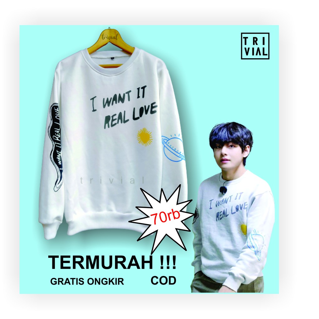 SWEATER BASIC KIM TAEHYUNG RUN BTS I WANT IT REAL LOVE