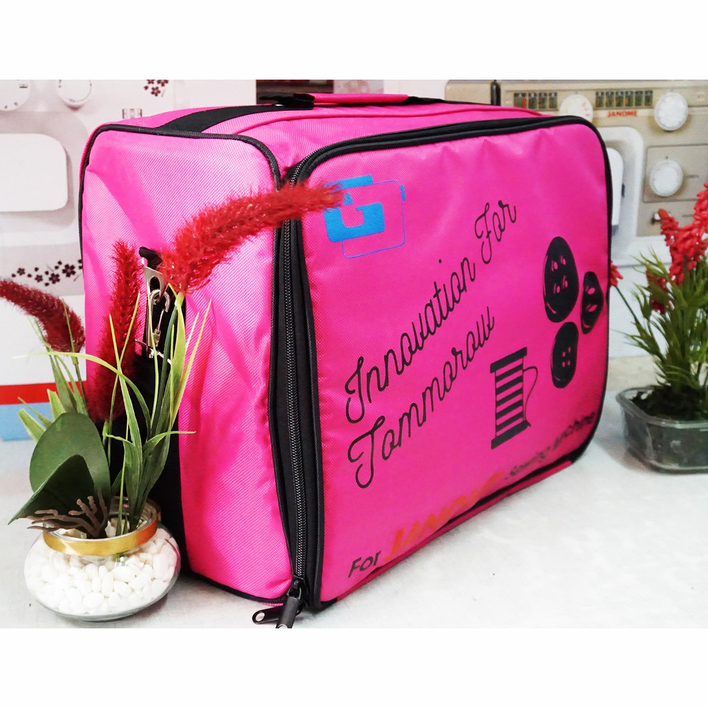 tas travel mesin jahit portabe - pink