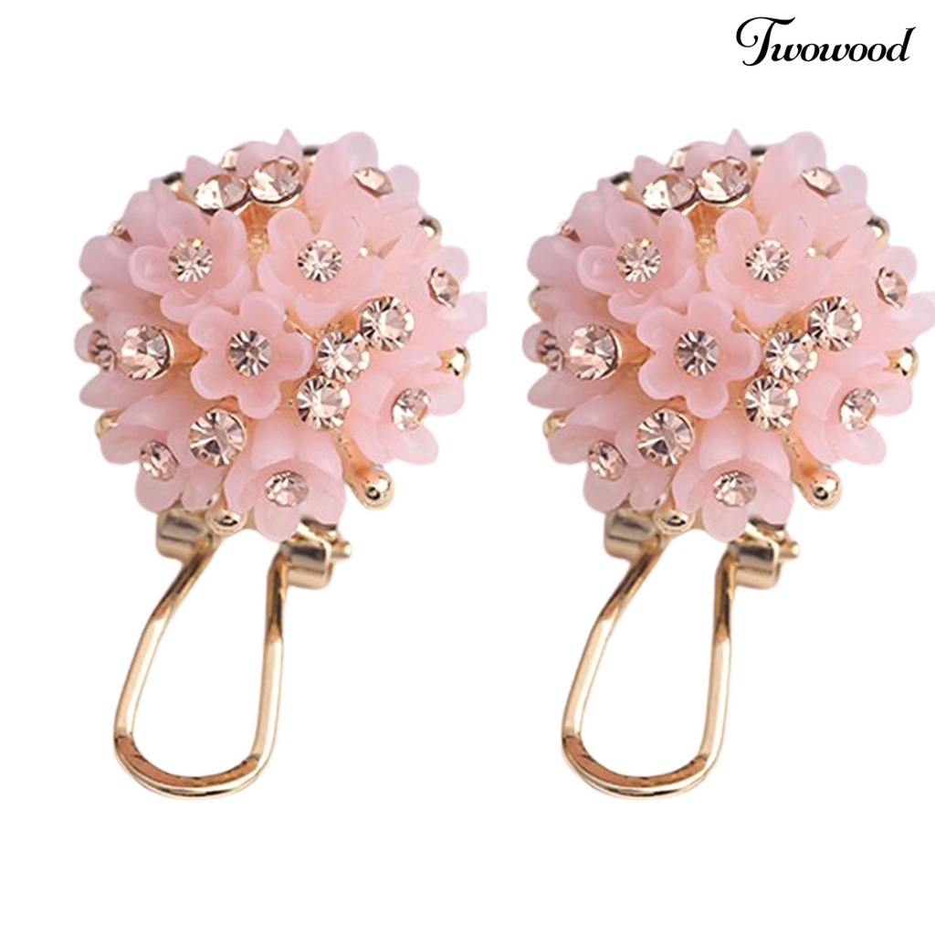 Twowood 1 Pair Earrings Anti-fade Compact Resin Strong Construction Flower Ball Women Earrings Party Supplies