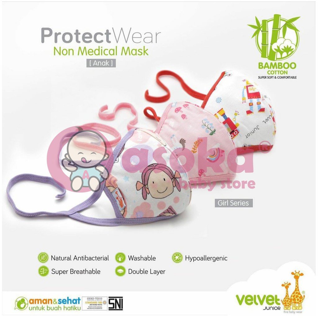 Velvet Masker Anak Kain Non Medis Motif Mix ASOKA