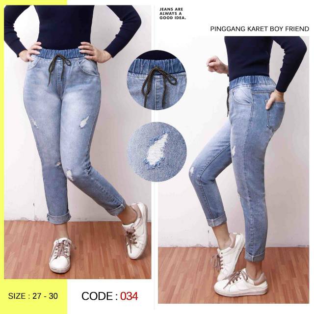 CELANA JEANS PINGGANG KARET RIPPED SOBEK TIDAK TEMBUS CELANA JEANS PINGGANG KARET RIPPED SOBEK TIDAK TEMBUS