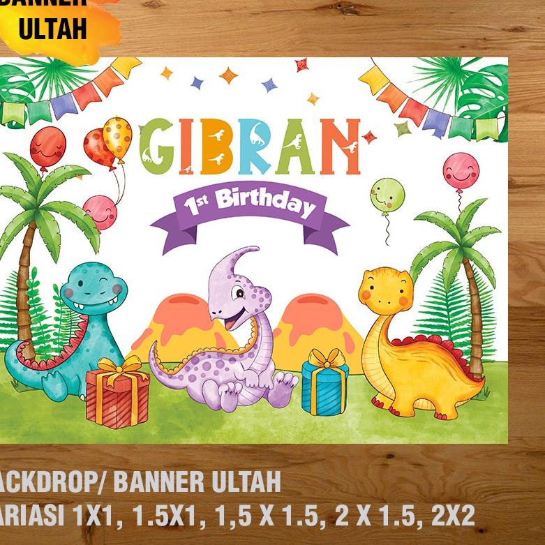 DINOSAURUS BANNER/ BACKDROP/ SPANDUK ULANG TAHUN UL-TAH