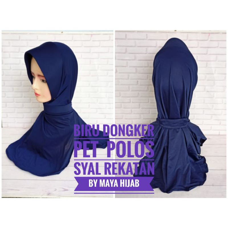 ❤️Jilbab Biru Dongker pet polos syal rekatan❤️