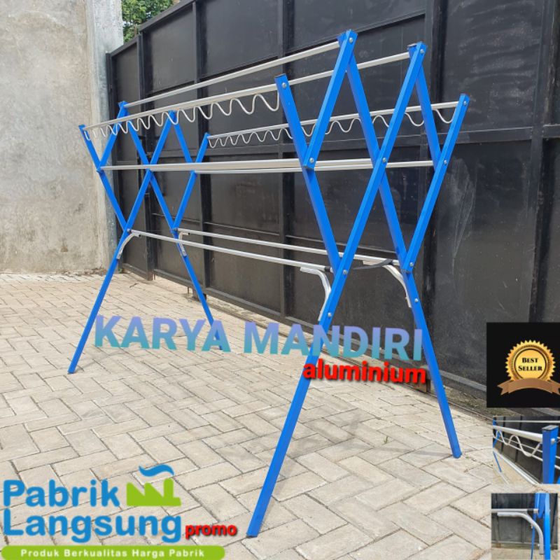 TURBO - Jemuran Baju Super Jumbo / Pakaian / Lipat / Aluminium Warna /180 CM / 1,8 Meter / Biru