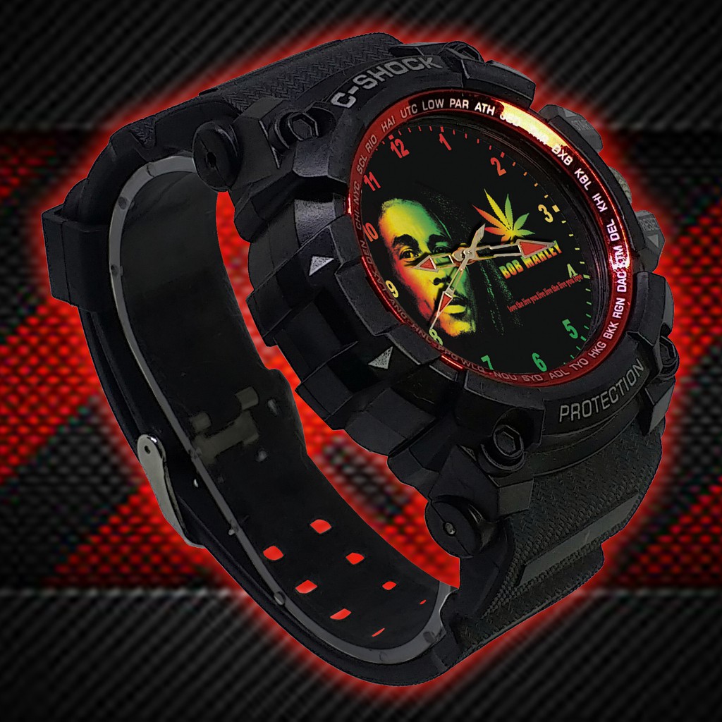 (ISTIMEWA BOSSQUE) JAM TANGAN BOB MARLEY LIST MERAH - EXCLUSIVE 3