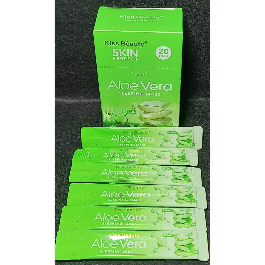 PROMO 1BOX ISI 20PCS SLEPING MASK KISS BEAUTY ALOEVERA