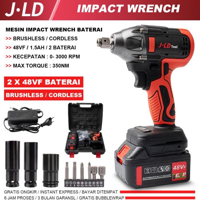 JLD IMPACT WRENCH CORDLESS - MESIN BOR 48V 2 BATERAI JV88 J.LD Tools