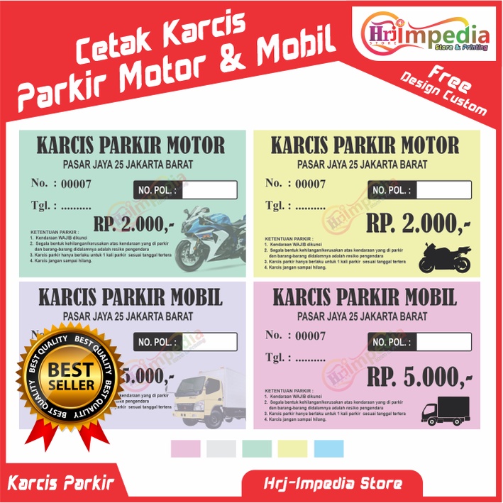 Jual Cetak Karcis Parkir Satuan Cetak Karcis Jalan Kupon Parkir