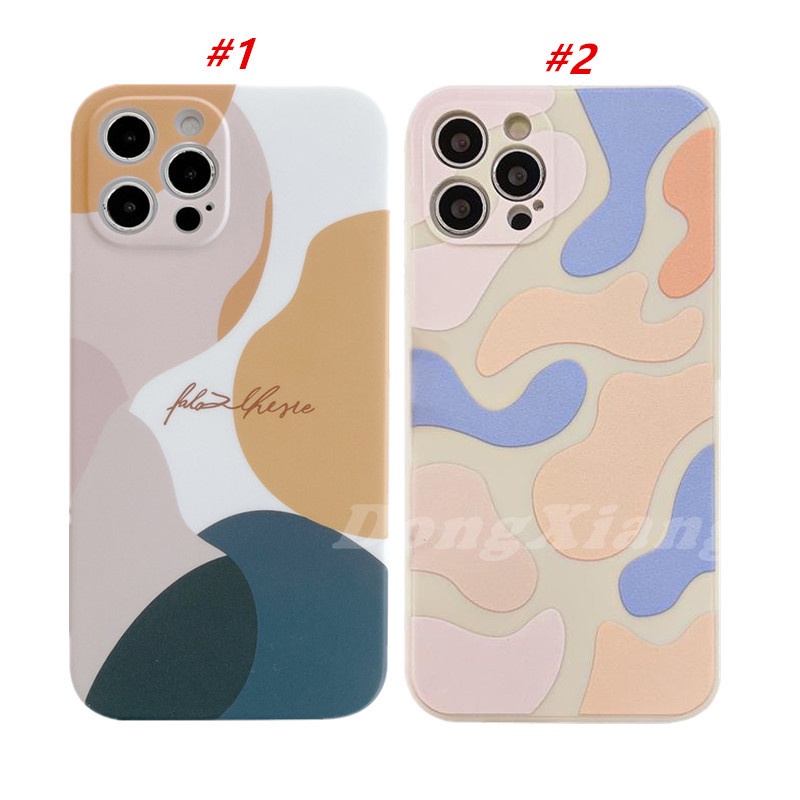 Casing iPhone 13 Pro Max iPhone13 iPhone 12 iPhone11 iPhoneXR XS iPhone6 6S 7 8 Plus INS Fashion Trend Morandi Abstract Smiley Soft Silicone Case