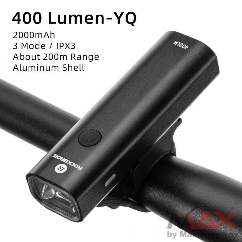 Rockbros Lampu Sepeda USB Rechargeable 2000mAh 400 Lumens - YQ-QD400 Warna Hitam