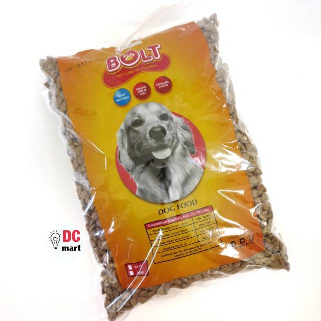 BOLT DOG FOOD Kemasan 1KG / Makanan Hewan Anjing Kering Lamb Beef