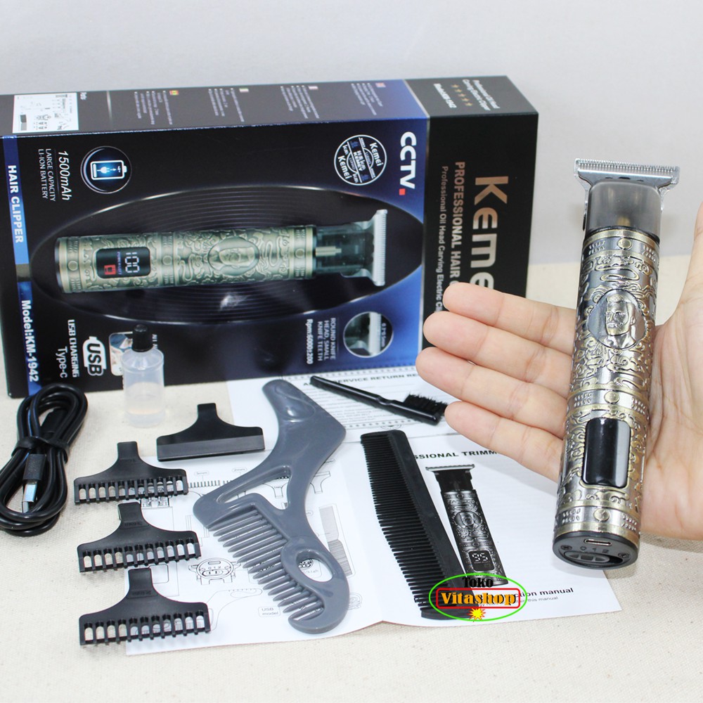 Alat Cukur Rambut Kemei KM-1942 Hair Clipper Charger Grooming Set Profesional