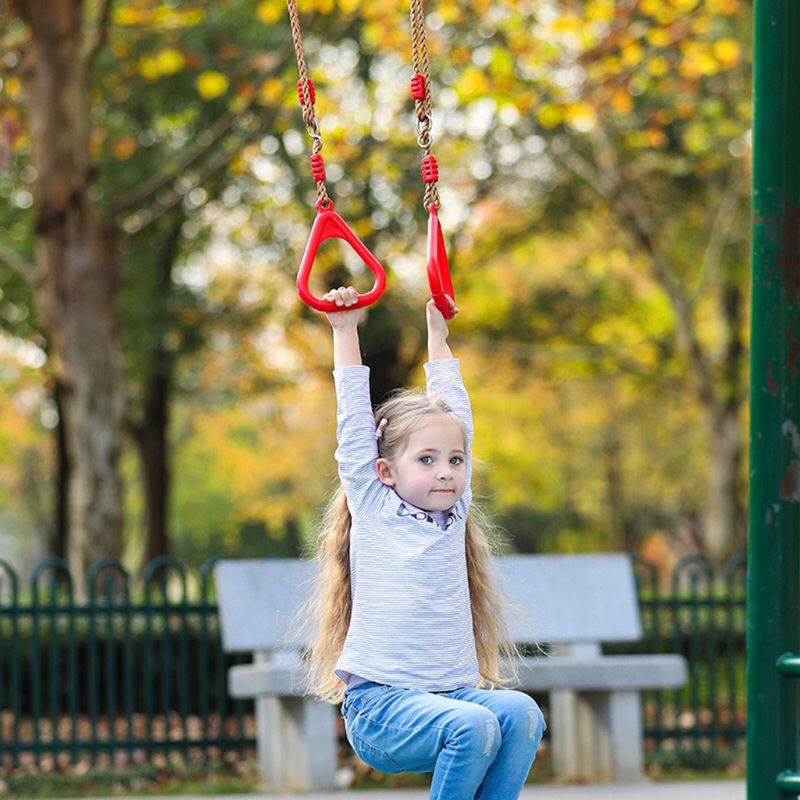 Mainan anak tali gelantungan ayunan mainan anak TK memperkuat otot mainan olahraga outdoor Mainan Anak Gym &amp; Playmats COOLPLAY Mainan Pull Up Anak Children Rope Swing Playground  Kids Adult Indoor Outdoor Wooden Trapeze Swing Bar with Plastic Rings