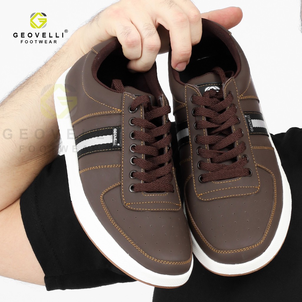 GEOVELLI STORE Sepatu Sneakers Piria Coklat Sneakers Kasual Santai Kerja Cocok Buat Anak Kuliah