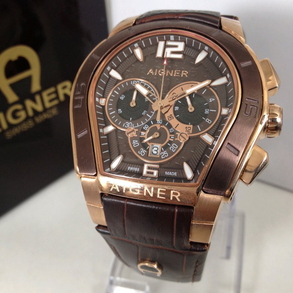 Jam Tangan Pria Aigner Palermo Brown Gold TAR Premium
