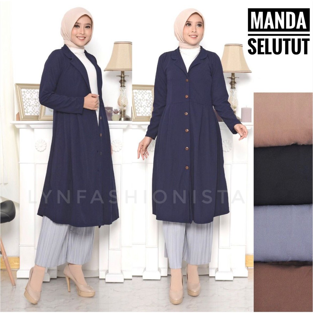 LYNFASHIONISTA-KARDIGAN WANITA MUSLIM KANCING HIDUP/CARDIGAN PANJANG WANITA MURAH/MANDA