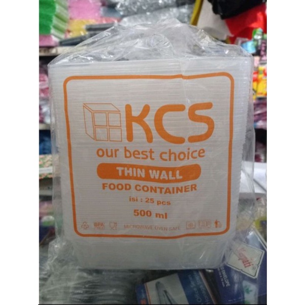 THINWALL KCS 500ML FREE DUS BENING KONTAINER PLASTIK WADAH MAKANAN KOTAK PERSEGI 500 ML