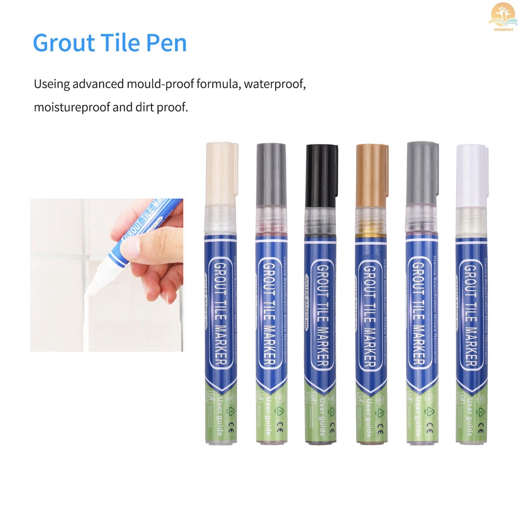 BIGTHUMB Grout Pen Water Based Tile Grout Paint Pen Renew Repair Marker Tile Gap Line Coating with Replacement Tip Waterproof for Bathroom Kitchen Parlor Balcony Floor Restore