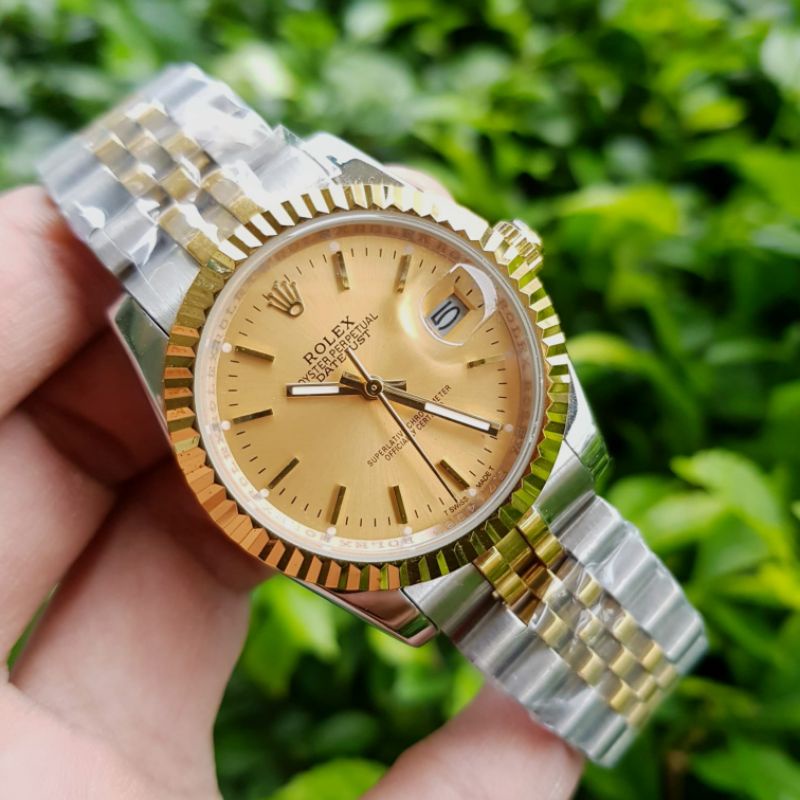 jam tangan pria rolex datejust mesin automatic all stainless kualitas ori