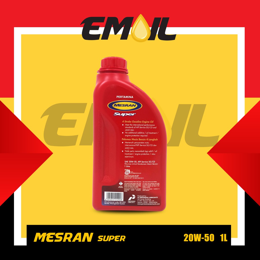 OLI PERTAMINA MESRAN SUPER SAE 20w-50 1 liter