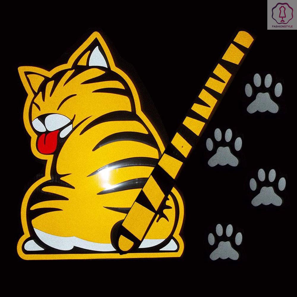 Stiker Reflektif Motif Kartun Kucing 3d Dengan Ekor Bergerak Untuk Dekorasi Kaca Belakang Mobil Shopee Indonesia